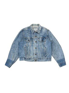Vintage 80s Levis 70506-0214 Type III Denim Trucker Jacket 46R USA Nice Fade